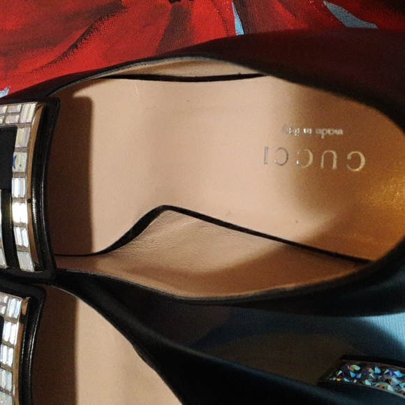 Gucci Malaga Kid leather mid heel pump with crystal G - Picture 5 of 15